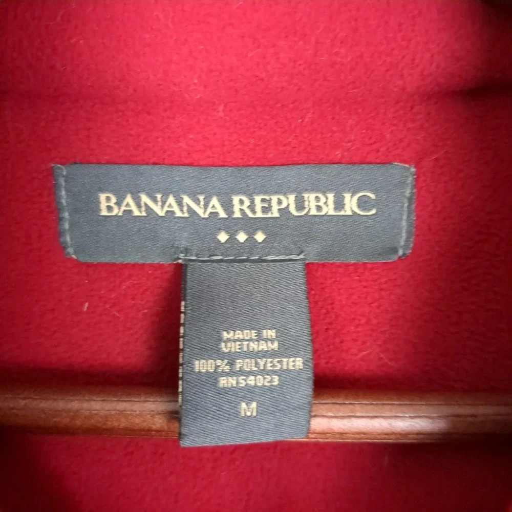 Banana‎ Republic Mens Red Fleece Quarter Zip Pullover Sweater Mock Neck Size M